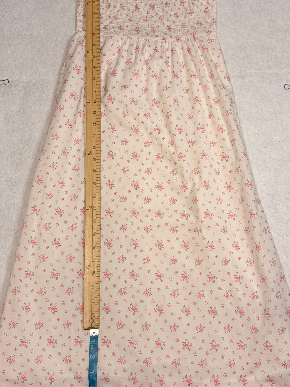 Juniors' Cottage Core Pink Floral Puff-Sleeve Midi Dress with Smocking, Size XS - Picture 7 of 12